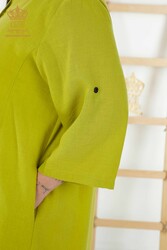 Kleid aus Baumwoll-Lycra-Stoff, halbe Knöpfe, detaillierte Damenbekleidung – 20384 | Echtes Textil - Thumbnail