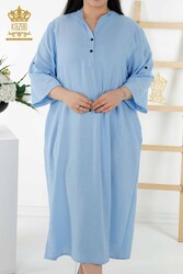 Kleid aus Baumwoll-Lycra-Stoff, halbe Knöpfe, detaillierte Damenbekleidung – 20384 | Echtes Textil - Thumbnail