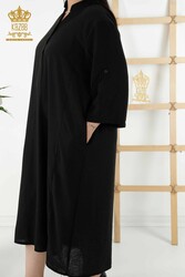 Kleid aus Baumwoll-Lycra-Stoff, halbe Knöpfe, detaillierte Damenbekleidung – 20384 | Echtes Textil - Thumbnail