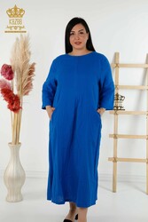 Kleid aus Baumwoll-Lycra-Stoff, zwei Taschen, Damenbekleidung – 20400 | Echtes Textil - Thumbnail