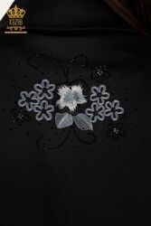 Hergestellt aus Baumwoll-Lycra-Stoff Hemd - Hersteller von Damenbekleidung mit Blumendetails – 20248 | Echtes Textil - Thumbnail