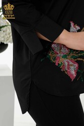 Hemden aus Baumwoll-Lycra-Stoff, Hersteller von Damenbekleidung mit Blumenmuster – 17053 | Echtes Textil - Thumbnail