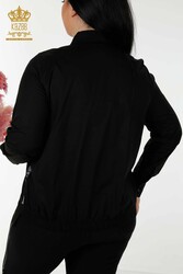 Hergestellt aus Baumwoll-Lycra-Stoff Hemd - Katzenmuster - Stein bestickt - Damenbekleidung – 20318 | Echtes Textil - Thumbnail