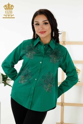 Hemd aus Baumwoll-Lycra-Stoff, Hersteller von Damenbekleidung mit Rosenmuster – 20243 | Echtes Textil - Thumbnail