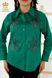 Hemd aus Baumwoll-Lycra-Stoff, Hersteller von Damenbekleidung mit Rosenmuster – 20243 | Echtes Textil - Thumbnail