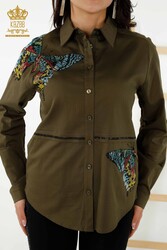 Hersteller von Hemden mit Schmetterlingsmuster für Damenbekleidung aus Baumwoll-Lycra-Stoff - 20235 | Echtes Textil - Thumbnail