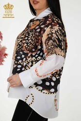 Hemden aus Baumwoll-Lycra-Stoff mit gemischtem Muster. Hersteller von Damenbekleidung – 20226 | Echtes Textil - Thumbnail