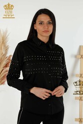 Hersteller von bestickter Hemdbluse für Damenbekleidung mit Baumwoll-Lycra-Stoff - 20230 | Echtes Textil - Thumbnail