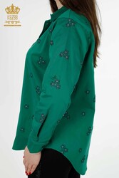 Hemden aus Baumwoll-Lycra-Stoff mit Blumenstickerei Hersteller von Damenbekleidung - 20350 | Echtes Textil - Thumbnail