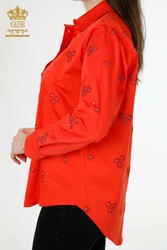 Hemden aus Baumwoll-Lycra-Stoff mit Blumenstickerei Hersteller von Damenbekleidung - 20350 | Echtes Textil - Thumbnail