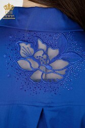 Hemden aus Baumwoll-Lycra-Stoff mit Blumenstickerei Hersteller von Damenbekleidung - 20253 | Echtes Textil - Thumbnail