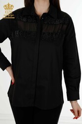 Hergestellt aus Baumwoll-Lycra-Stoff Hemd - Tüll detailliert - Hersteller von Damenbekleidung – 20250 | Echtes Textil - Thumbnail
