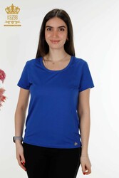 Realizzato con Tessuto in Viscosa Blusa - Manica Corta - Abbigliamento Donna - 79177 | Tessuto reale - Thumbnail