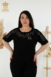 Realizzato con Tessuto in Viscosa Blusa - Manica Corta - Abbigliamento Donna - 79049 | Tessuto reale - Thumbnail