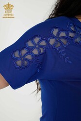 Realizzato con Tessuto in Viscosa Blusa - Manica Corta - Abbigliamento Donna - 79049 | Tessuto reale - Thumbnail