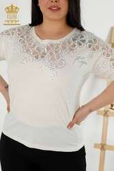 Realizzato con Tessuto in Viscosa Blusa - Manica Corta - Abbigliamento Donna - 79049 | Tessuto reale - Thumbnail