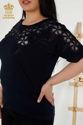 Realizzato con Tessuto in Viscosa Blusa - Manica Corta - Abbigliamento Donna - 79049 | Tessuto reale - Thumbnail