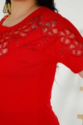 Realizzato con Tessuto in Viscosa Blusa - Manica Corta - Abbigliamento Donna - 79049 | Tessuto reale - Thumbnail