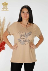 Blusa In Tessuto Viscosa Manica Corta Abbigliamento Donna - 78916 | Tessuto reale - Thumbnail