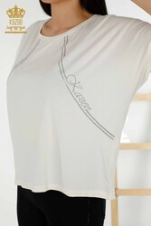 Blusa In Tessuto Viscosa Manica Corta Abbigliamento Donna - 79295 | Tessuto reale - Thumbnail