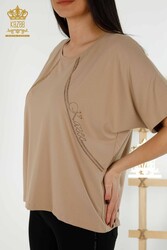 Blusa In Tessuto Viscosa Manica Corta Abbigliamento Donna - 79295 | Tessuto reale - Thumbnail