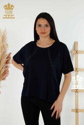 Blusa In Tessuto Viscosa Manica Corta Abbigliamento Donna - 79295 | Tessuto reale - Thumbnail