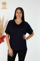 Blusa en Tela Viscosa - Manga Corta - Ropa de Mujer - 78931 | Textiles reales - Thumbnail