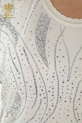 Blusa Producida con Tela de Viscosa Estampado de Flores Ropa de Mujer Bordada con Piedras de Cristal - 79223 | Textiles reales - Thumbnail