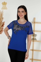 Blusa Prodotta con Tessuto in Viscosa Colletto Ciclismo Abbigliamento Donna - 79106 | Tessuto reale - Thumbnail