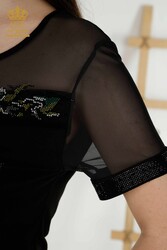 Blusa Prodotta con Tessuto in Viscosa Colletto Ciclismo Abbigliamento Donna - 79106 | Tessuto reale - Thumbnail