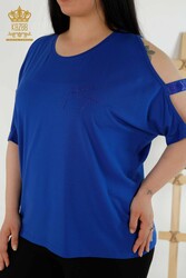 Blusa In Tessuto Viscosa Girocollo Abbigliamento Donna - 79108 | Tessuto reale - Thumbnail