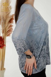 Blusa Prodotta con Tessuto in Viscosa Colletto Ciclismo Abbigliamento Donna - 79131 | Tessuto reale - Thumbnail