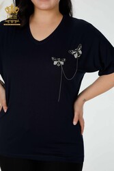 Blusa Prodotta con Tessuto Viscosa Scollo a V Abbigliamento Donna - 78933 | Tessuto reale - Thumbnail