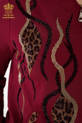 Traje de chándal de buceo y dos hilos Fabricante de ropa de mujer con bordado de piedra de leopardo con cremallera - 17540 | Textiles reales - Thumbnail