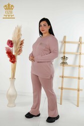 Scuba and Two Yarn Tracksuit Suit Pocket Stone Bordado Ropa de mujer Fabricante - 20398 | Textiles reales - Thumbnail