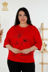 Camicetta Prodotta Con Tessuto In Viscosa Motivo Floreale Produttore Abbigliamento Donna - 79059 | Tessuto reale - Thumbnail