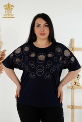 Camicetta realizzata in tessuto di viscosa Produttore di abbigliamento femminile ricamato in pietra - 79094 | Tessuto reale - Thumbnail