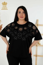 Camicetta realizzata in tessuto di viscosa Produttore di abbigliamento femminile ricamato in pietra - 79094 | Tessuto reale - Thumbnail