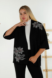 Cárdigan de punto Elite de viscosa producido 14GG Fabricante de ropa de mujer con bordado floral - 30061 | Textil real - Thumbnail