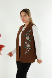 Cárdigan de punto Elite de viscosa producido 14GG Fabricante de ropa de mujer con bordado floral - 30644 | Textil real - Thumbnail