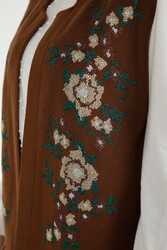 Cárdigan de punto Elite de viscosa producido 14GG Fabricante de ropa de mujer con bordado floral - 30644 | Textil real - Thumbnail