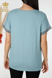 Fabriqué avec du tissu en viscose Chemisier - Manches courtes - Vêtements pour femmes - 78916 | Vrai textile - Thumbnail