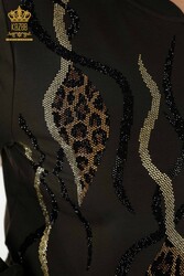 Combinaison de survêtement Scuba et Two Thread Zippered Leopard Stone Brodé Fabricant de vêtements pour femmes - 17540 | Vrai textile - Thumbnail