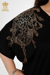 Chemisier fabriqué avec un tissu en viscose brodé à la pierre Fabricant de vêtements pour femmes - 79064 | Vrai textile - Thumbnail