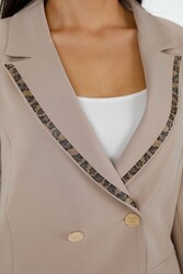 Costume fabriqué avec du Lycra tricoté en pierre brodée Fabricant de vêtements pour femmes - 30001 | Vrai textile - Thumbnail
