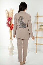 Costume fabriqué avec du Lycra tricoté en pierre brodée Fabricant de vêtements pour femmes - 30001 | Vrai textile - Thumbnail