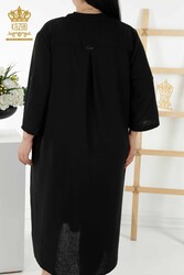 Robe en coton lycra tissu demi-bouton détaillé vêtements pour femmes - 20384 | Vrai textile - Thumbnail