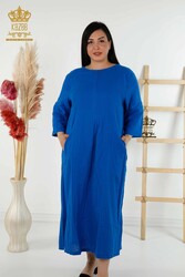 Robe en Tissu Coton Lycra Deux Poches Vêtements Femme - 20400 | Vrai textile - Thumbnail