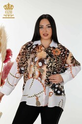 Chemises fabriquées avec un tissu en coton lycra à motifs mixtes Fabricant de vêtements pour femmes - 20226 | Vrai textile - Thumbnail