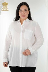 Chemises en tissu de coton lycra avec dentelle Fabricant de vêtements pour femmes détaillés - 20319 | Vrai textile - Thumbnail